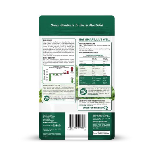 Morlife Kale Powder 150g (Certified Organic) - HealthyMe