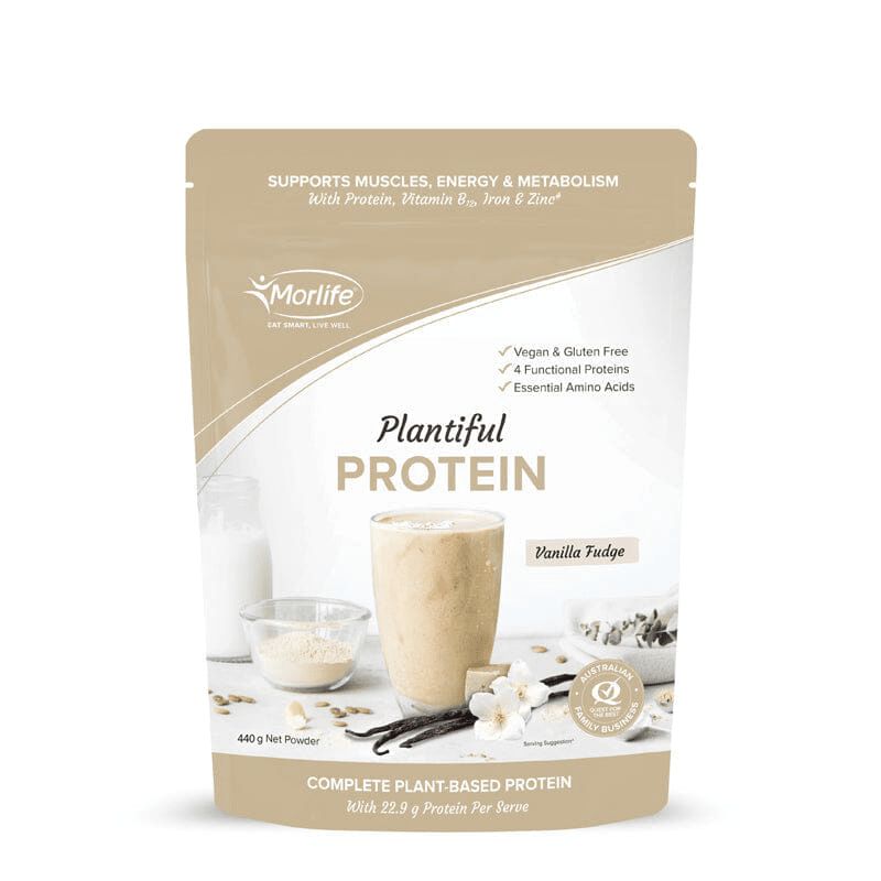 Morlife Plantiful Protein Powder 440g (Vanilla Fudge) - HealthyMe