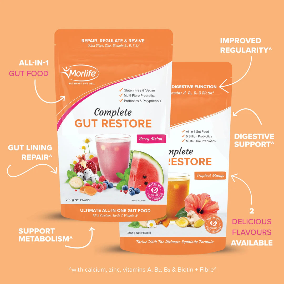 Morlife Complete Gut Restore Powder 200g (Berry Melon) - HealthyMe