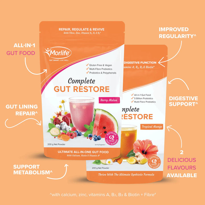 Morlife Complete Gut Restore Powder 200g (Berry Melon) - HealthyMe