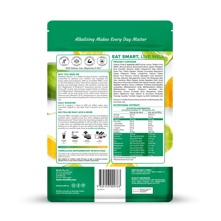 Morlife Alkalising Greens (Citrus Twist) - HealthyMe