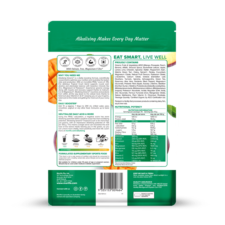Morlife Alkalising Greens (Tropical Crush) - HealthyMe