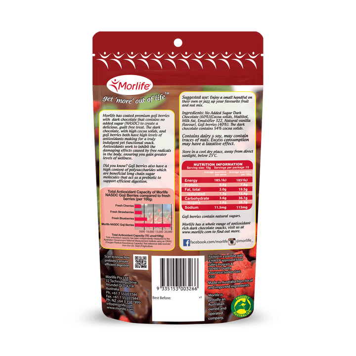 No Added Sugar Dark Chocolate Goji Berries 125g - HealthyMe