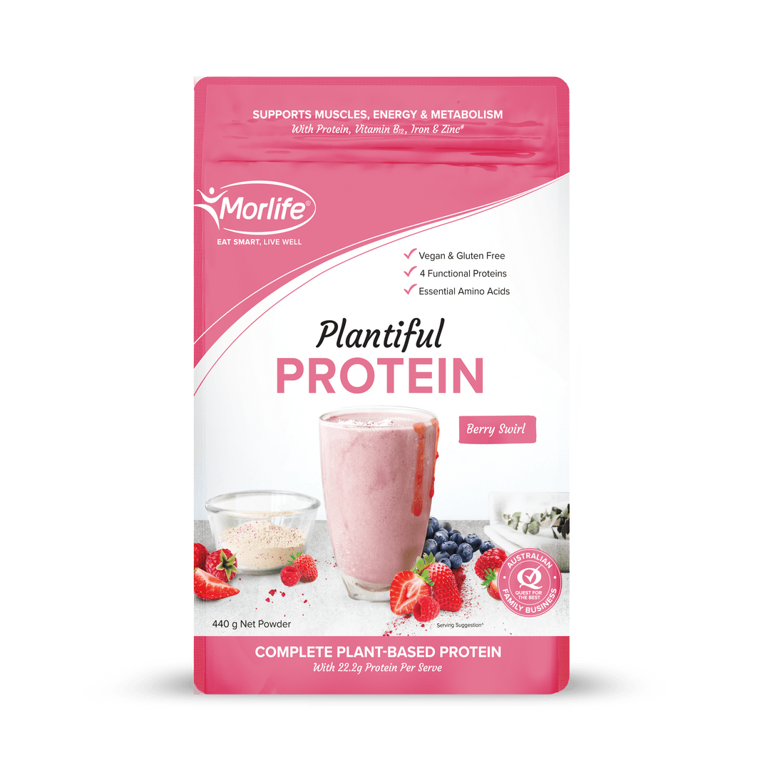 Morlife Plantiful Protein Powder 440g (Berry Swirl) - HealthyMe