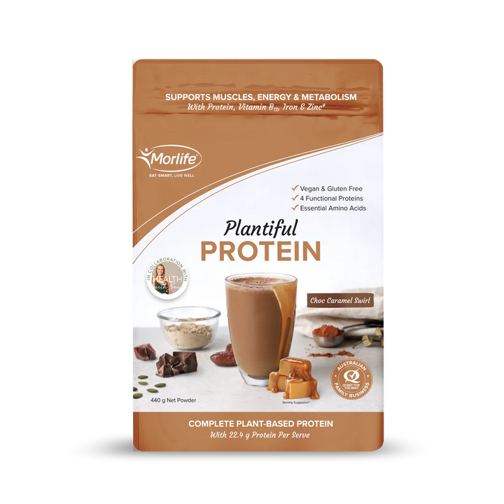 Morlife Plantiful Protein Powder 440g (Choc Caramel Swirl) - HealthyMe