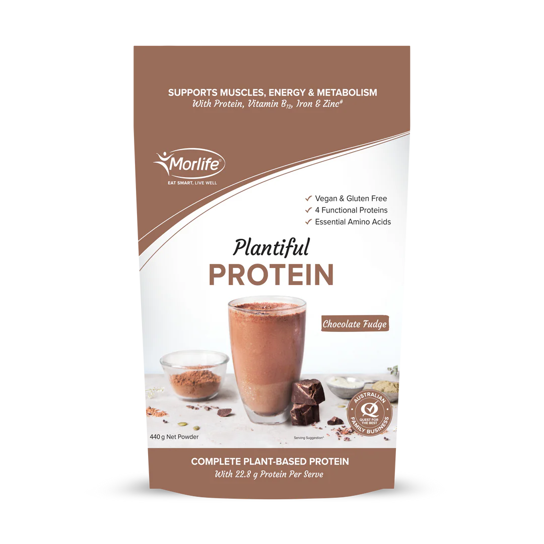 Morlife Plantiful Protein Powder 440g (Chocolate Fudge) - HealthyMe