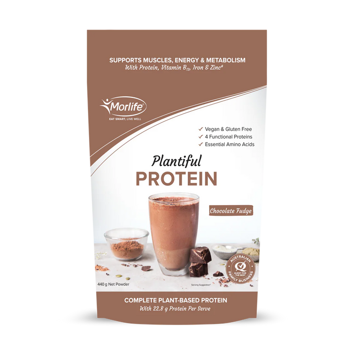 Morlife Plantiful Protein Powder 440g (Chocolate Fudge) - HealthyMe
