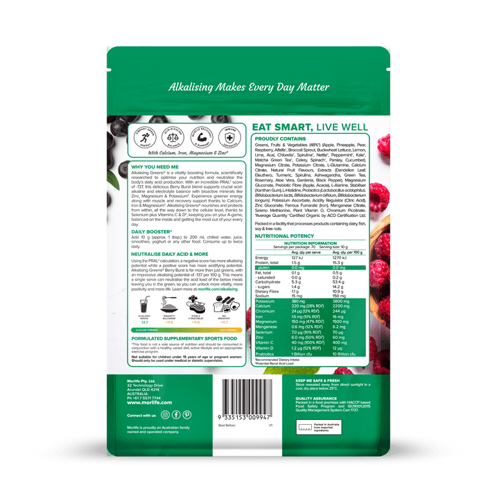 Morlife Alkalising Greens (Berry Burst) - HealthyMe