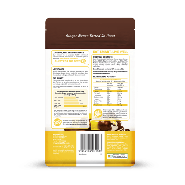 Morlife Dark Chocolate Coated Ginger - HealthyMe